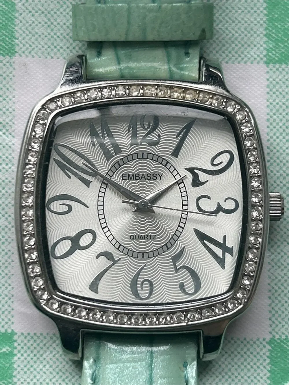 Embassy Silver Tone Mint Green Band Women’s Quartz Watch